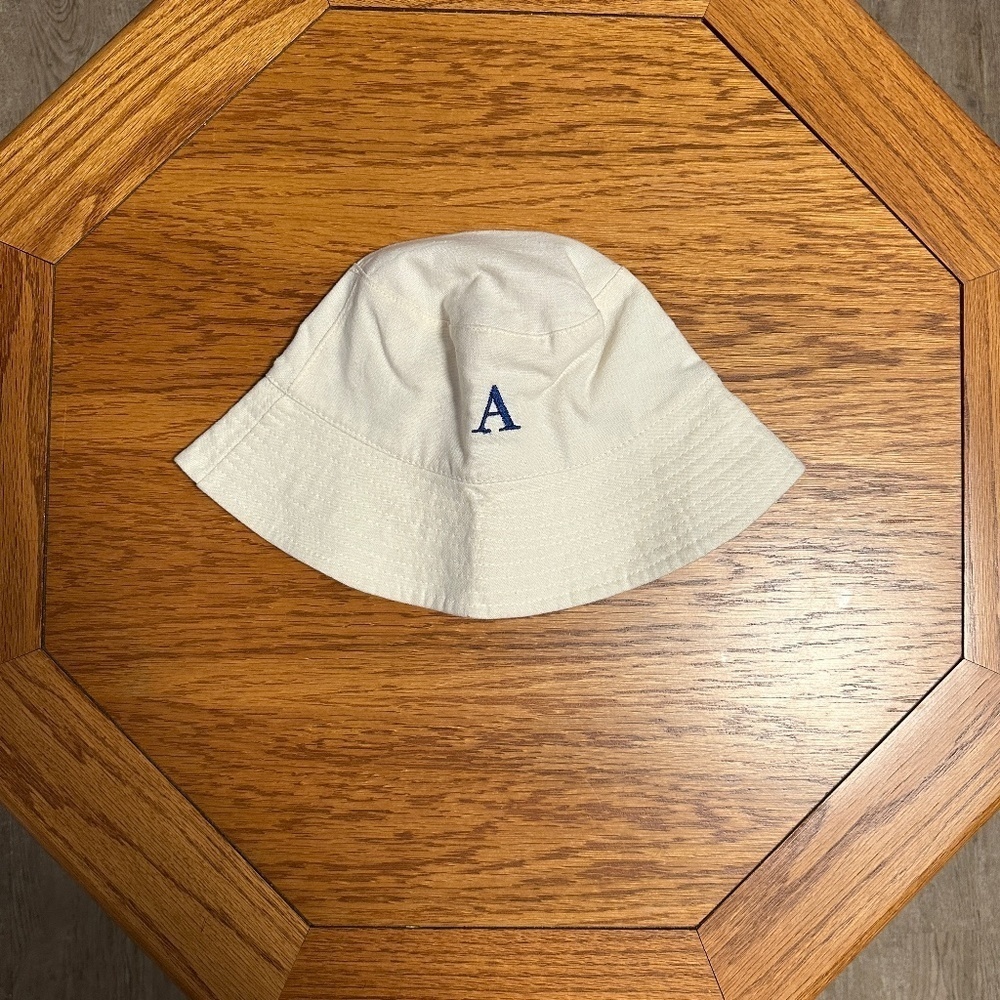*A* Ivory x Navy Letter "A" Monogram Fashion Bucket Hat
